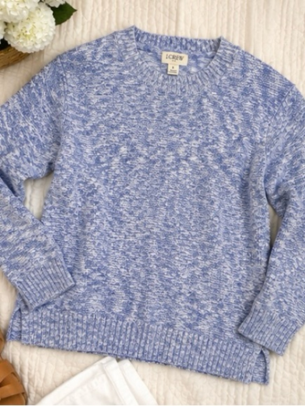 ✨ J.Crew Heathered Blue Sweater Size Large Soft Knit Pullover 0067